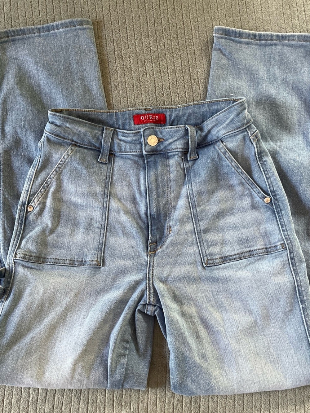 GUESS Light Blue High-Rise Cargo Jeans